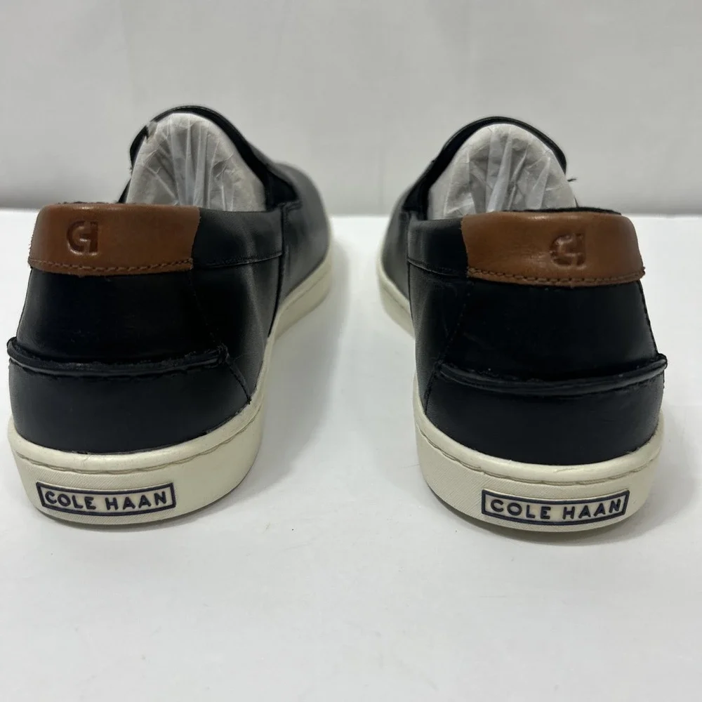 Cole Haan Shoes Mens 12M Black Leather Slip On Casual Sneakers Comfort Walking